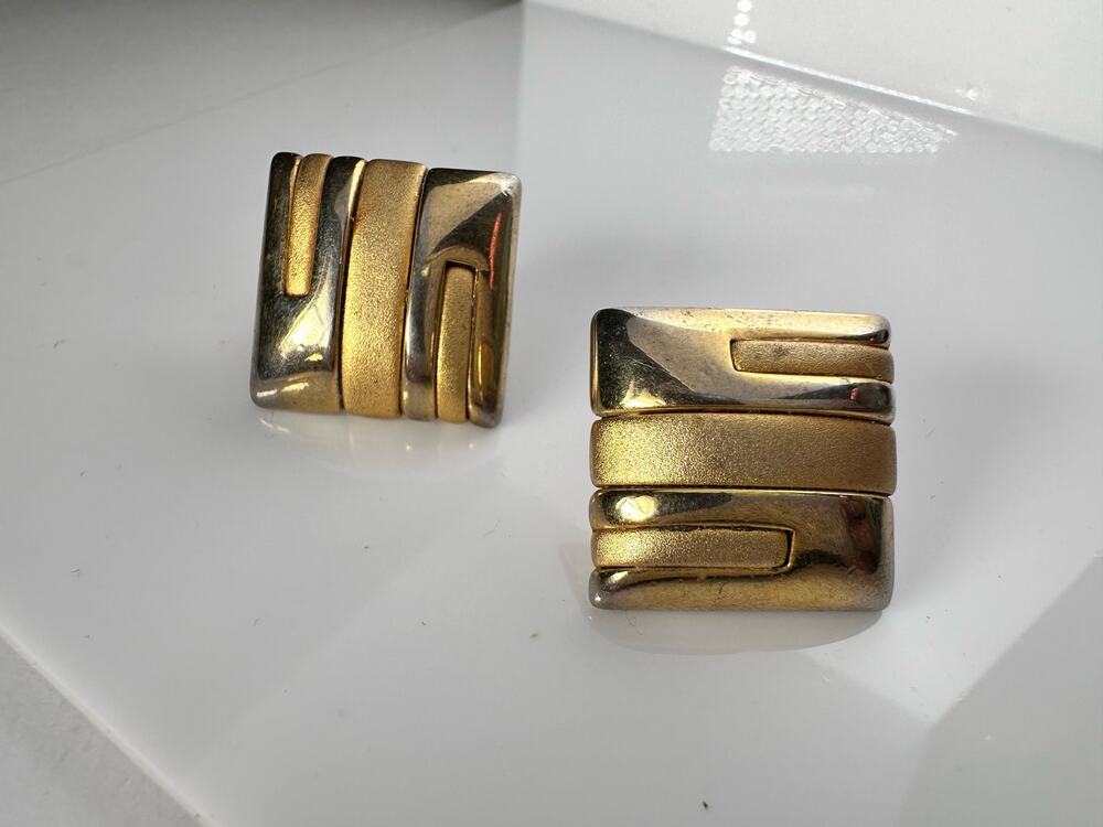 Geometric gold square stud earrings